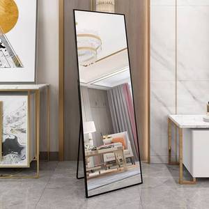 Miroir sur pied contemporain personnalisé 2025 avec cadre argenté, angle droit, à suspendre au mur, meuble pour salon, usage quotidien - Product Image 3