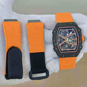 Montre de luxe pour hommes, automatique/mécanique à quartz, RM 67-02, boîtier en fibre de carbone, bracelet en nylon, bouton poussoir, fermoir caché, cadran lumineux de 41mm - Product Image 5
