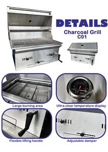 شواية فحم خارجية حديثة من الفولاذ المقاوم للصدأ مقاس 32 بوصة، مقاومة للعوامل الجوية، مع جزيرة شواء قابلة لتعديل الارتفاع للاستخدام المنزلي، بحد أدنى منخفض للطلب - Product Image 5