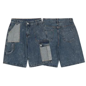 Herren gewaschene Denim-Shorts entspannt fit Stretch-Jean-Shorts Cargo-Shorts robuste Boardshorts tragen