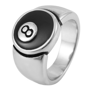 yunnique Billiards Style Black 8 Ball <b>Ring</b> <b>Titanium</b> Steel Unisex Gift Jewelry - Product Image 5