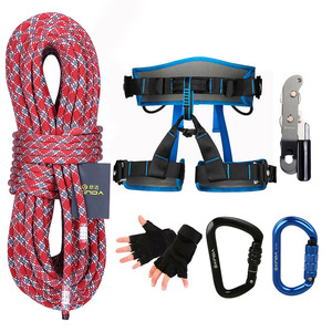 Conjunto de cuerda de escalada Xinda de 10 m, arnés de medio cuerpo de nailon, mosquetones y guantes para escalada en roca, montañismo y rescate. - Product Image 1