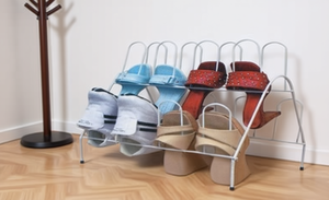 Boot Cabinet Metal Stainless Steel Double Tier Space Saving Standing Type 33x15x85cm For Wardrobe <b>Shoes</b> <b>Storage</b> Organizer - Product Image 2