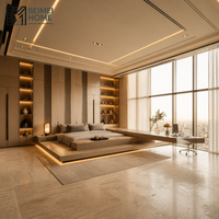 Lit plateforme tatami contemporain sur mesure Riyadh avec armoire en chêne fumé pour villa royale