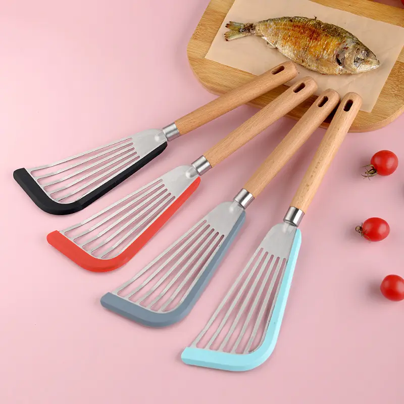 Kitchen Utensils Stainless Steel Fish Ham Spatula Heat Resistant Slotted Spatula Turner For Nonstick Cookware