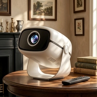 Projecteur Android portable avec support rotatif à 180°, résolution native 720P HD, système intelligent WiFi BT LED 200 Lumens, commande vocale IA + télécommande