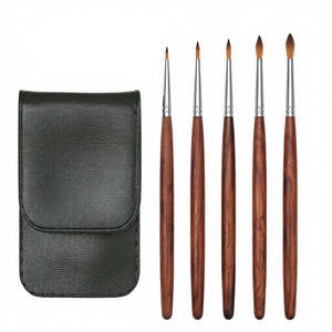Lot de 5 pinceaux d'artiste pour aquarelle, manche métallique et poils en nylon, pinceaux ronds pour artistes / pour les voyages - Vente chaude - Product Image 3