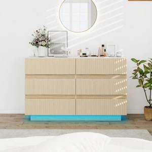 <span class=keywords><strong>Commode</strong></span> <span class=keywords><strong>double</strong></span> moderne à 6 tiroirs avec organisateur de tiroirs à LED Rangement en acier inoxydable pour chambre à coucher Salon Directement de l'usine - Product Image 1