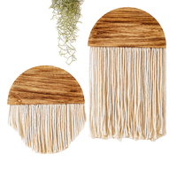 Décoration murale bohème demi-lune Tenture murale en macramé coloré en bois naturel et corde de coton