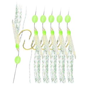 Rigues Sabiki à plumes UV Glow 8 # -18 #   Hameçons de pêche en eau salée avec perles lumineuses, montages Sabiki pour la pêche au bar et à la <span class=keywords><strong>truite</strong></span> en eau salée - Product Image 1