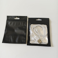 Sac en Mylar laminé mat avec fermeture éclair noire, résistant à l'humidité, face avant transparente et dos givré, pour l'emballage d'appareils électroniques, d'écouteurs et d'ordinateurs