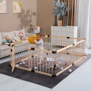 <span class=keywords><strong>Parc</strong></span> de jeu réglable extra large en bois pour bébé, <span class=keywords><strong>parc</strong></span> de jeu portable, barrière de jeu pliable pour bébés et tout-petits - Product Image 5
