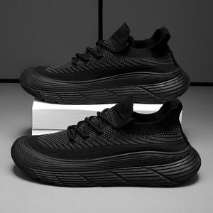 Chaussures de marche décontractées d'été respirantes pour hommes, baskets en maille, semelle souple, chaussures plates noires pour les loisirs et le sport - Product Image 2