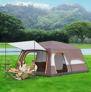 Tente de camping familiale portable Oxford à double couche imperméable pour l'été, 2 chambres, 1 salon, protection 3000 mm, utilisation en extérieur - Product Image 1