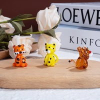 Figurines en verre mignonnes de tigres et de lions, artisanat animalier en verre, ornements décoratifs pour l'aménagement paysager
