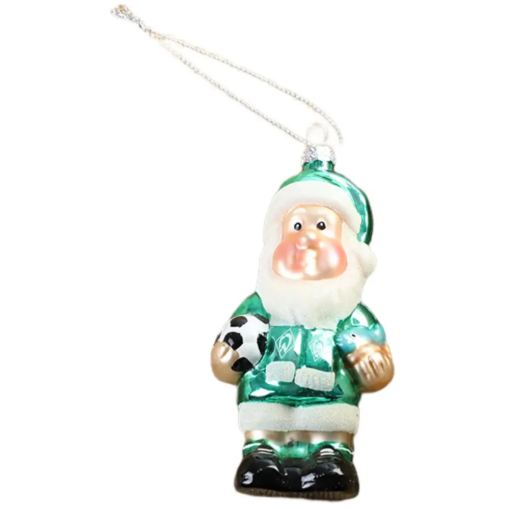Hand Blown Luxury Green Glass Santa Claus Ornaments For Christmas Tree
