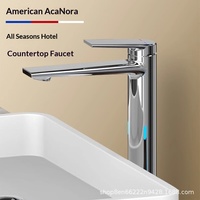 Robinet de lavabo monocommande GEASAM moderne pour hôtel et maison d'hôtes, à poser sur le comptoir, avec eau chaude et froide