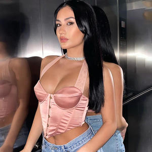 Gilet con reggiseno personalizzato a spina di pesce <span class=keywords><strong>Top</strong></span> in <span class=keywords><strong>raso</strong></span> con spalle scoperte abbigliamento da <span class=keywords><strong>donna</strong></span> Sexy elegante senza spalline <span class=keywords><strong>Top</strong></span> senza maniche senza maniche - Product Image 2