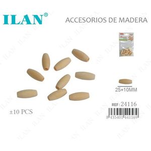 Perle ovale en bois Ilan 25x10 mm pour accessoires vestimentaires - Product Image 1