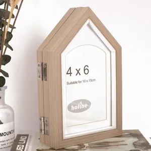 Foldable MDF wood Decoration Art Picture Frame Irregular House Shape Photo Frame for 4x6" photos