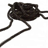 Corde de combat Vobell VBW en nylon pour entraînement de gym - Corde de puissance - Noir/Ligne colorée - Diamètre 3,8 cm/5 cm