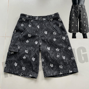 Short streetwear vintage personnalisé à imprimé arbre véritable Short en jean imprimé numérique lavé avec poche cargo - Product Image 4