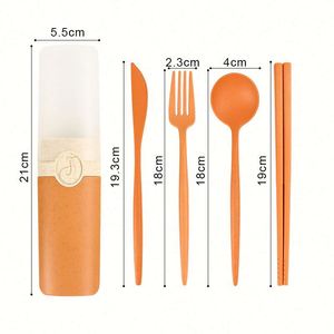 Juego de Cubiertos Ecológicos de Paja de Trigo, Cuchara, Tenedor y Cuchillo, para Viajes y Campamentos - Product Image 2