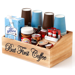 Custom Best selling wooden coffee station organizer coffee bar accessories organizer for counter wood kitchen organizer