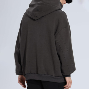 Sweat-shirt à capuche col montant KingSen personnalisé pour homme, en molleton bouclette 100 % coton délavé, coupe ample à épaules tombantes - Product Image 5