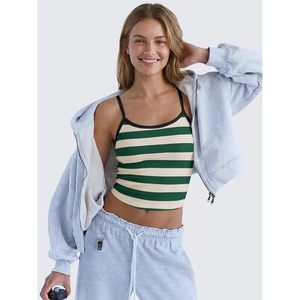 Top corto a rayas para mujer, cuello redondo, espalda descubierta, top deportivo atlético para yoga y entrenamiento - Product Image 4