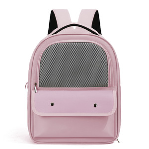 Portable Cat <b>Backpack</b> <b>Khaki</b> 7 Inch Breathable Oxford Pet Travel Bag for Outdoor Use - Product Image 5