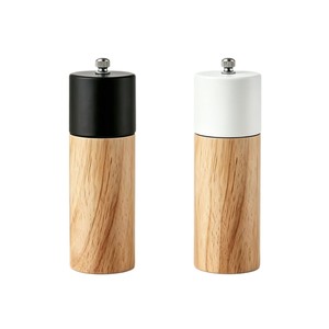 เครื่องบดเกลือและพริกไทยทรงกระบอกไม้บีชพร้อมฝาปิดสแตนเลสสำหรับครัว - Product Image 5