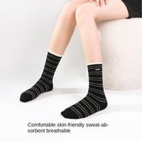 Chaussettes pour femmes à motif personnalisable, logo, mi-hautes, rayées, respirantes, en coton, tendance