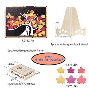 Idées de cadeaux de mariage <span class=keywords><strong>livre</strong></span> d'or de mariage personnalisé arbre de feuilles alternatif <span class=keywords><strong>livre</strong></span> d'or 3D signe en bois - Product Image 6
