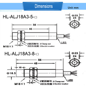 ALJ18A3-5-Z/N1/N2/N3/P1/P12/P3/A1/A2 เซ็นเซอร์ตรวจจับโลหะแบบเหนี่ยวนำ สวิตช์ตรวจจับระยะใกล้ M18 Npn Pnp - Product Image 6
