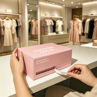 Scatola di Carta Pieghevole Rosa Riciclabile, Confezione di Lusso con Logo Esclusivo, Adatta per Abiti e Regali Souvenir