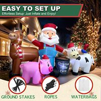 Décorations de Noël gonflables de 8 pieds de long, scène de ferme du Père Noël, décorations gonflables avec éclairage LED intégré, décoration extérieure et intérieure