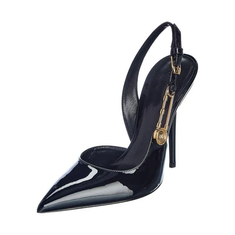 Fashion Women's Shoes Designer Black Slingback Pump Pointed Toe Stiletto High Heel Shoes wholesale