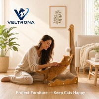 Griffoir pour chat en forme de L XL en carton ondulé avec boule de laine, mobilier pour chat d'intérieur