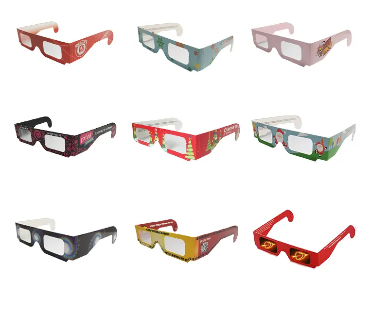 종이 안경 축제 종이 3D 불꽃 회절 안경 사용자 정의 회절 3d 안경