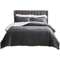 Tüm yıkanmış gri pazen kumaş ultra yumuşak lüks yatak yorgan seti ile 2 yastık kılıfı