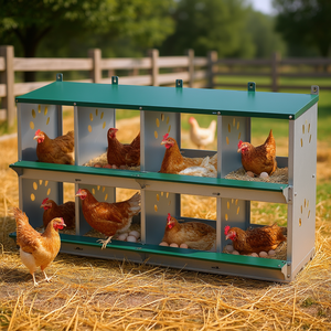 Nichoir mural en métal pour volailles, 8 compartiments, avec trous d'aération, pour poules pondeuses - Product Image 2