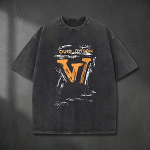 T-shirt en coton tissé surdimensionné à col rond et manches courtes, style streetwear décontracté, 180g, imprimé par transfert thermique, pour homme, été, usage quotidien - Product Image 4