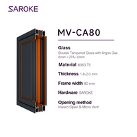 Ventana de Aluminio con Microventilación y Rotura de Puente Térmico, Sistema de Entrada de Aire Fresco Seguro, Ventanas de Seguridad Insonorizadas para Villa