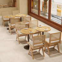 PurelyFeel Commercial couleur bois naturel bois massif osier décontracté Restaurant japonais Dessert café Table et chaise ensemble