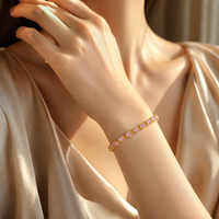 Bracelet en cristal rose, acier inoxydable doré, bijoux superposés bohèmes pour femmes, bracelet tendance bohème, bijoux bohèmes personnalisés