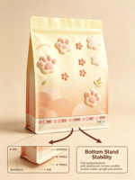 Sachet refermable à huit soudures latérales, résistant à l'humidité, pour litière pour chat et aliments pour animaux de compagnie, avec support stable
