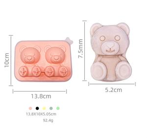 卸売2キャビティ3DテディベアシリコンコーヒーアイスボールメーカーモールドBPAフリーアイスキューブトレイ蓋付き - Product Image 5