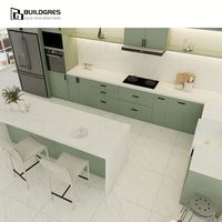 Buildgres Armoire Shaker Vert Sauge Clair Base d'Échantillon Garde-Manger Présentoir de Rangement avec Évier Armoires de Cuisine