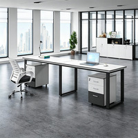 Poste de travail en acier BGZ-006X, bureau et chaise combinés pour quatre personnes, écran d'ordinateur de bureau
